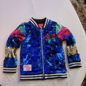 Kids Sequin Bomber Jacket - Blue and Gold